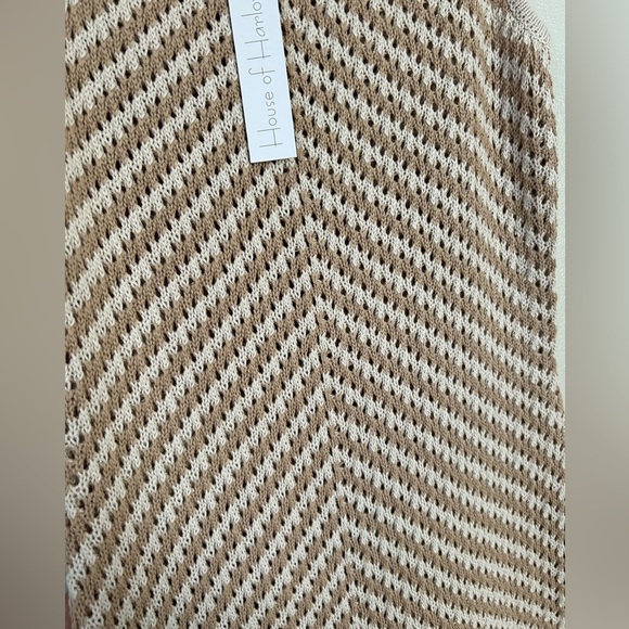 House of Harlow 1960  Khaki/Ivory Sleeveless Tan Knit Maxi Dress Size S - Picture 3 of 10